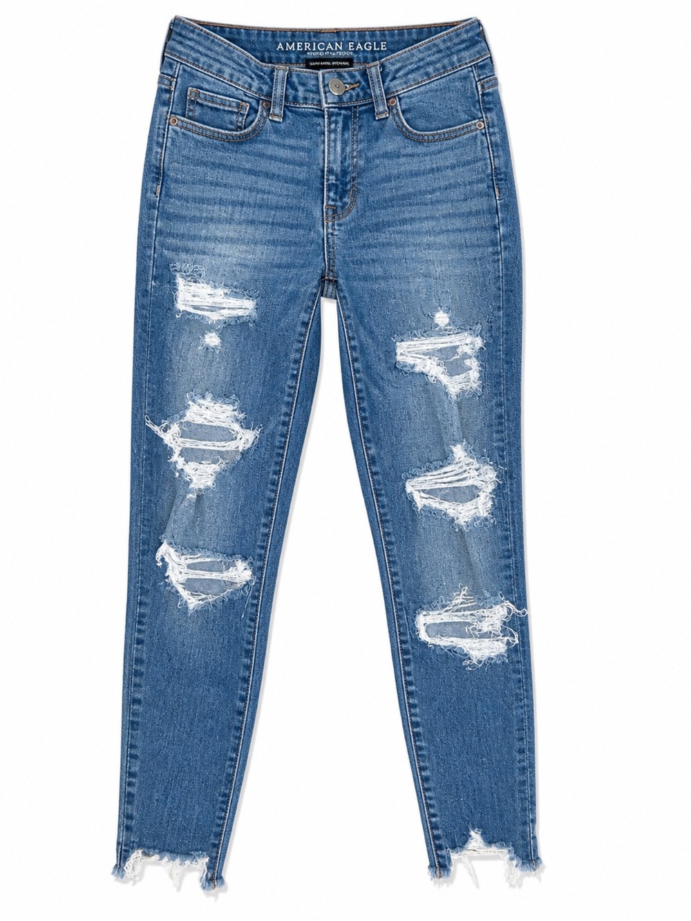 American Eagle Distressed Jeans Women’s Size 6 Next Level Stretch Skinny Raw Hem
